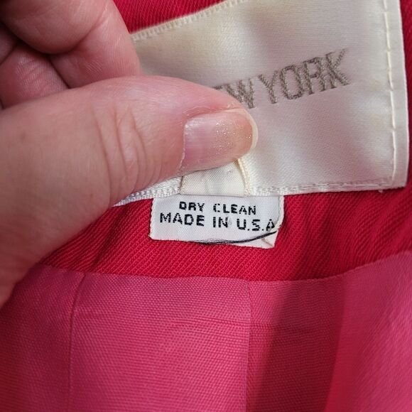 VINTAGE 90s blazer magenta pink barbiecore wool‎ double breasted M - Picture 6 of 12